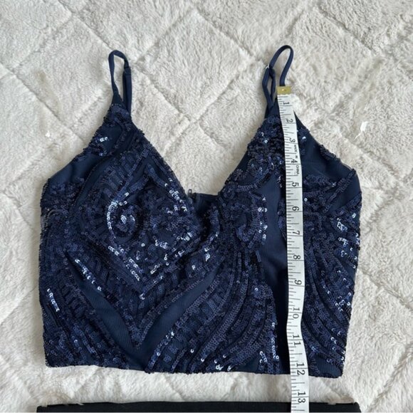 Windsor | Blue Sequin Abyss Crop Tank Top & Skirt | Size Small & Extra Small - Picture 6 of 10